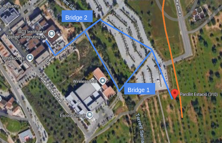 Walking route from ParcBit metro to IAC3